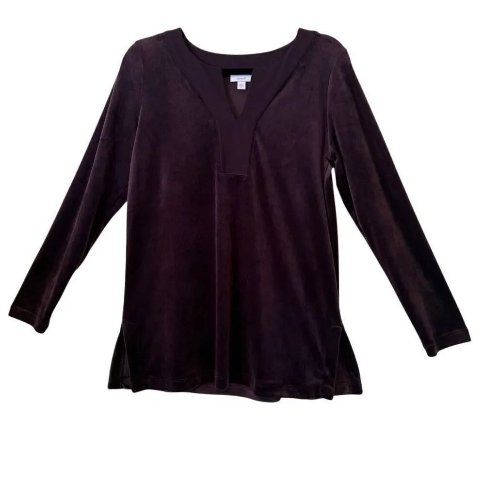 J. Jill Pure Jill Plum Velvet Long Sleeve Top Sz S Cozycore, Loungewear